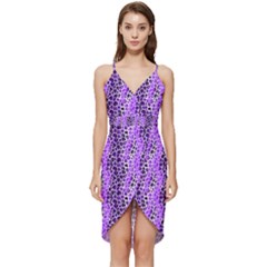 Purple Leopard  Wrap Frill Dress by DinkovaArt