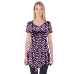 Leopard Short Sleeve Tunic  by DinkovaArt