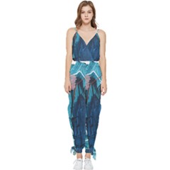 Abstract T- Shirt Abstract 31 Sleeveless Tie Ankle Chiffon Jumpsuit