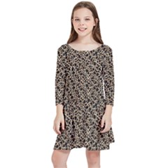 Purple Leopard 05 Kids  Quarter Sleeve Skater Dress by DinkovaArt