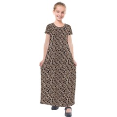 Purple Leopard 05 Kids  Short Sleeve Maxi Dress by DinkovaArt