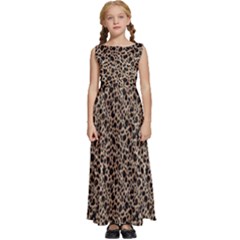 Purple Leopard 05 Kids  Satin Sleeveless Maxi Dress by DinkovaArt