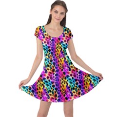 Rainbow Leopard Cap Sleeve Dress by DinkovaArt