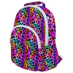 Rainbow Leopard Rounded Multi Pocket Backpack by DinkovaArt