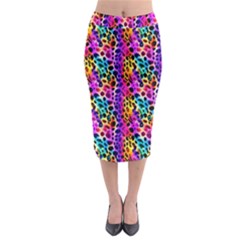 Rainbow Leopard Midi Pencil Skirt by DinkovaArt