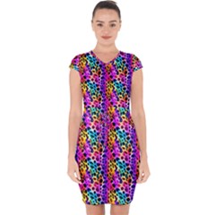 Rainbow Leopard Capsleeve Drawstring Dress  by DinkovaArt