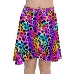 Rainbow Leopard Chiffon Wrap Front Skirt by DinkovaArt