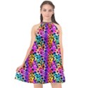 Rainbow Leopard Halter Neckline Chiffon Dress  View1