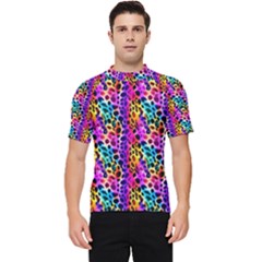 Rainbow Leopard Men s Short Sleeve Rash Guard by DinkovaArt