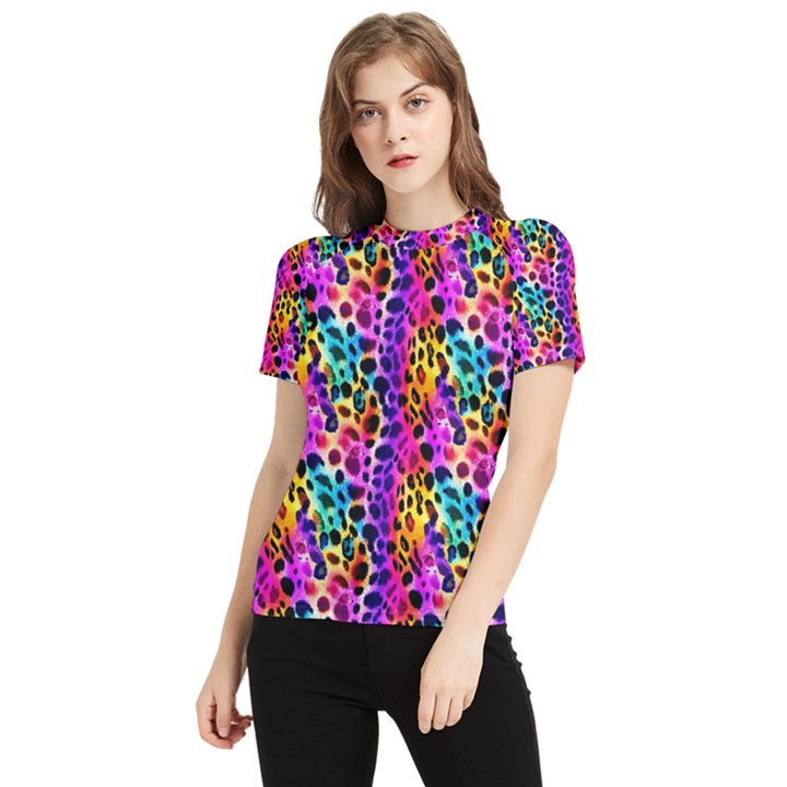 Rainbow Leopard Women s Short Sleeve Rash Guard