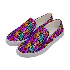 Rainbow Leopard Women s Canvas Slip Ons by DinkovaArt