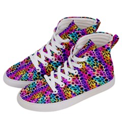 Rainbow Leopard Men s Hi-top Skate Sneakers by DinkovaArt