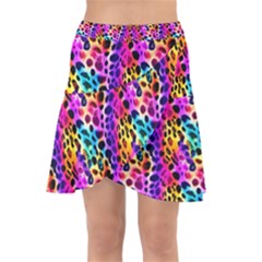 Rainbow Leopard Wrap Front Skirt by DinkovaArt