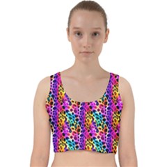 Rainbow Leopard Velvet Racer Back Crop Top by DinkovaArt