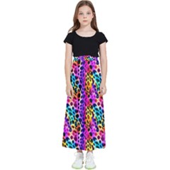 Rainbow Leopard Kids  Flared Maxi Skirt by DinkovaArt