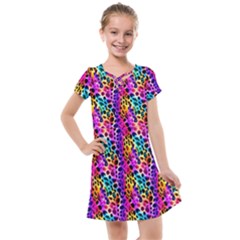 Rainbow Leopard Kids  Cross Web Dress by DinkovaArt