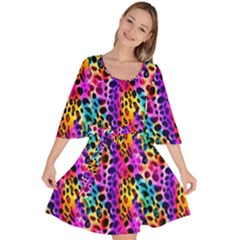 Rainbow Leopard Velour Kimono Dress by DinkovaArt