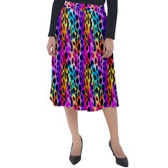 Rainbow Leopard Classic Velour Midi Skirt  by DinkovaArt