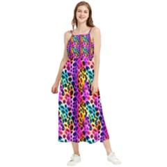 Rainbow Leopard Boho Sleeveless Summer Dress by DinkovaArt