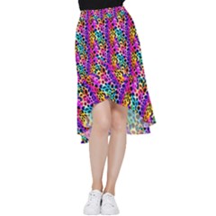 Rainbow Leopard Frill Hi Low Chiffon Skirt by DinkovaArt