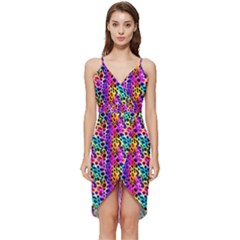 Rainbow Leopard Wrap Frill Dress by DinkovaArt