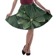 Leaves Closeup Background Photo1 A-line Skater Skirt by dflcprintsclothing