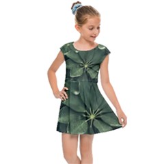 Leaves Closeup Background Photo1 Kids  Cap Sleeve Dress by dflcprintsclothing