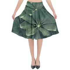 Leaves Closeup Background Photo1 Flared Midi Skirt