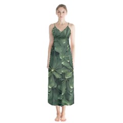 Leaves Closeup Background Photo1 Button Up Chiffon Maxi Dress by dflcprintsclothing