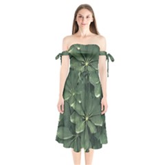 Leaves Closeup Background Photo1 Shoulder Tie Bardot Midi Dress by dflcprintsclothing