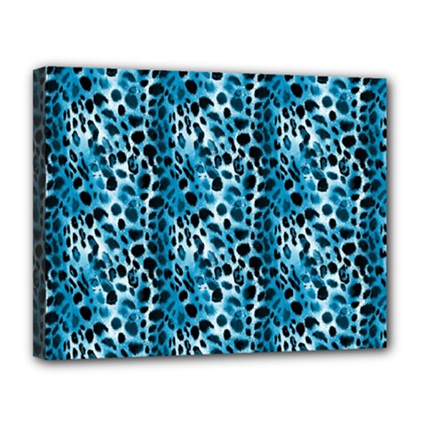 Blue Leopard Canvas 14  X 11  (stretched) by DinkovaArt