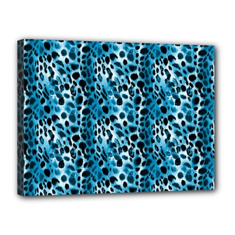 Blue Leopard Canvas 16  X 12  (stretched) by DinkovaArt