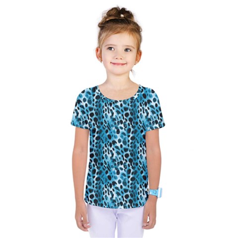 Blue Leopard Kids  One Piece Tee by DinkovaArt