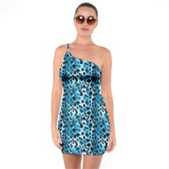 Blue Leopard One Soulder Bodycon Dress by DinkovaArt