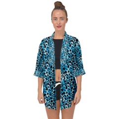 Blue Leopard Open Front Chiffon Kimono by DinkovaArt