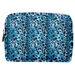 Blue Leopard Make Up Pouch (medium) by DinkovaArt