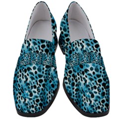 Blue Leopard Women s Chunky Heel Loafers by DinkovaArt