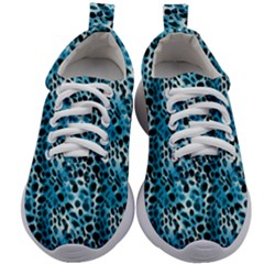 Blue Leopard Kids Athletic Shoes by DinkovaArt