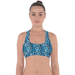 Blue Leopard Cross Back Hipster Bikini Top 