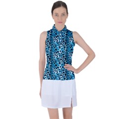 Blue Leopard Women s Sleeveless Polo Tee by DinkovaArt