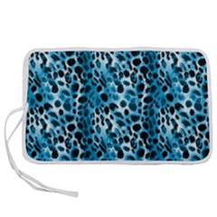 Blue Leopard Pen Storage Case (m) by DinkovaArt