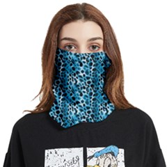 Blue Leopard Face Covering Bandana (two Sides) by DinkovaArt