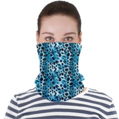 Blue Leopard Face Seamless Bandana (adult) by DinkovaArt