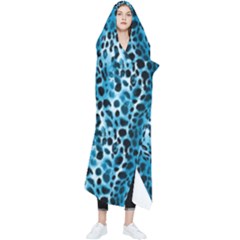 Blue Leopard Wearable Blanket by DinkovaArt