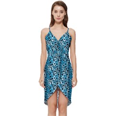 Blue Leopard Wrap Frill Dress by DinkovaArt