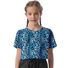 Blue Leopard Kids  Basic Tee by DinkovaArt