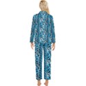 Blue Leopard Womens  Long Sleeve Velvet Pocket Pajamas Set View2