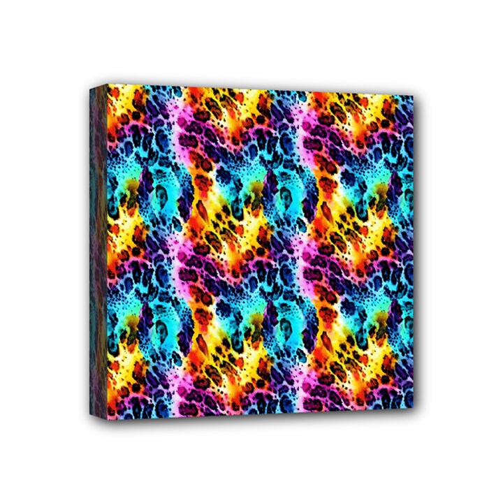 Rainbow Leopard 2 Mini Canvas 4  x 4  (Stretched)