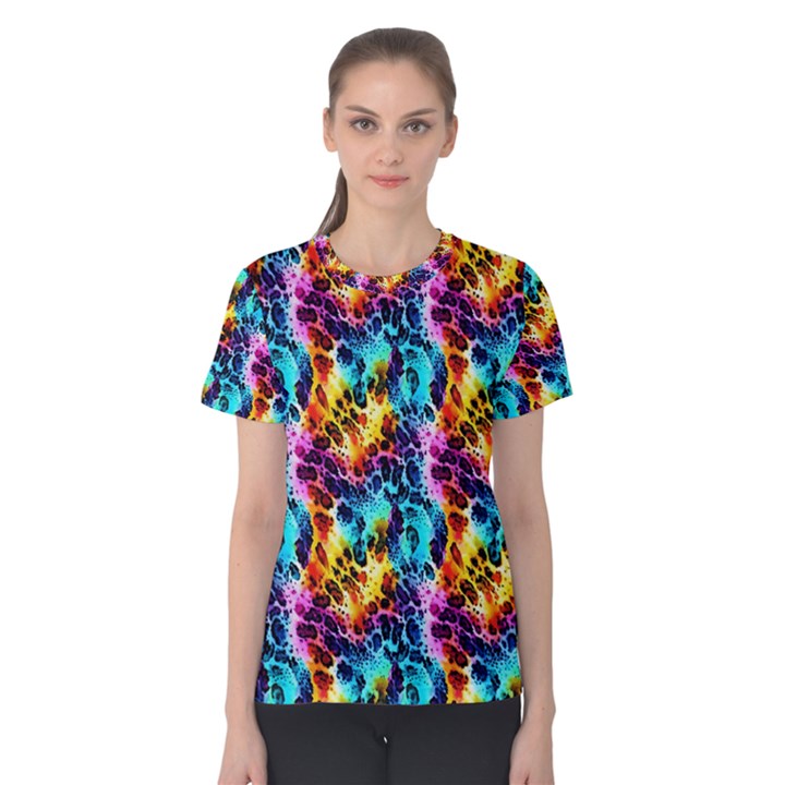 Rainbow Leopard 2 Women s Cotton Tee