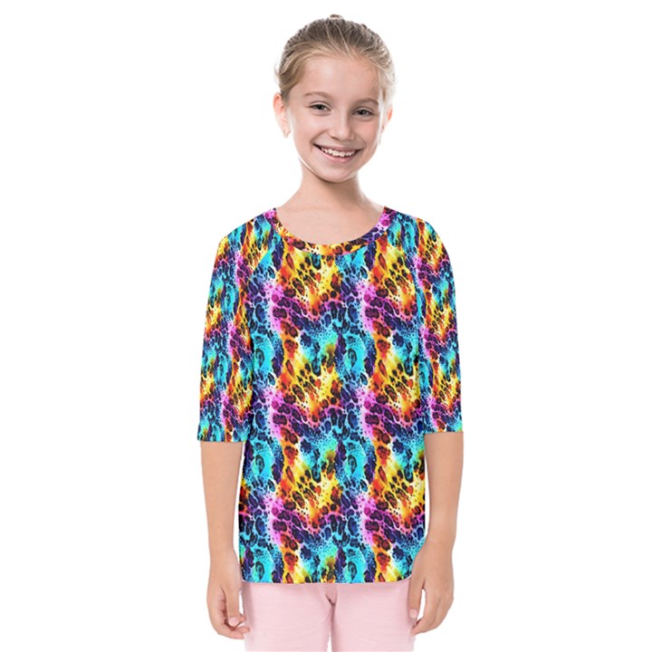 Rainbow Leopard 2 Kids  Quarter Sleeve Raglan Tee